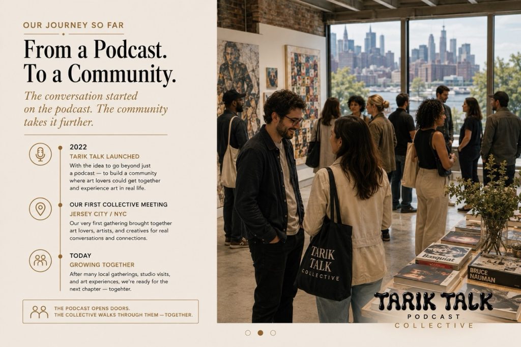 Tarik Talk Collective group exploring an art fair and contemporary art